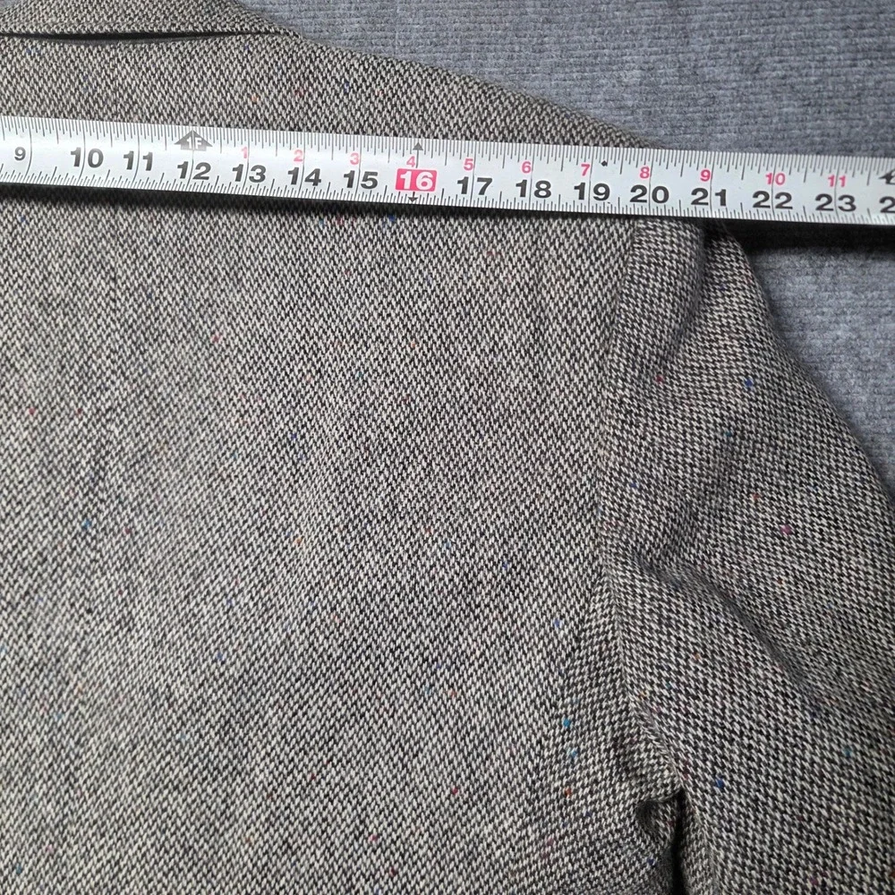 Haggar Gallery Mens Gray Wool Herringbone Blazer Elbow Patches Sport Coat 45R